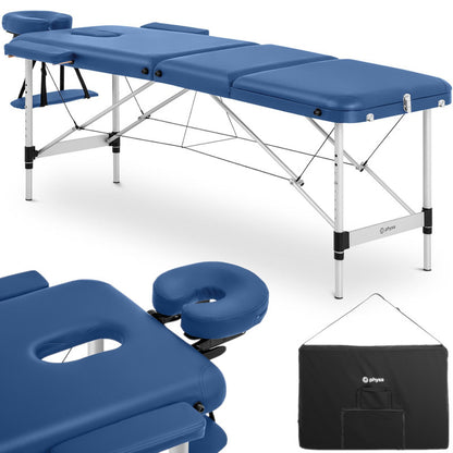 Massagetafel – Behandelbank – Massagebed – Therapiebed – Inklapbare Tafel – Aluminium Frame – Draagvermogen 180 kg – Verstelbare Hoogte 60-81 cm – Bordeauxblauw