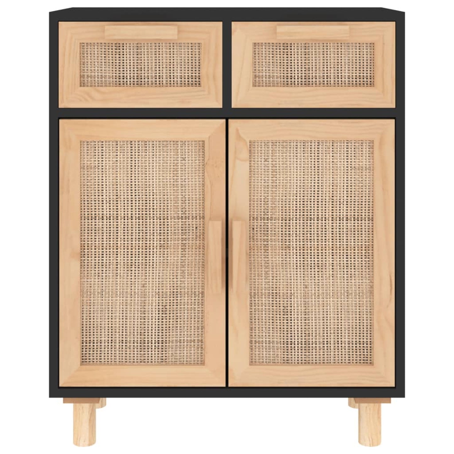 Dressoir – Opbergkast – Ladekast – Wandkast – Tv-meubel – Massief Den – Natuurlijk Rotan Accenten – Compact 60,96x30,48x74,93 cm