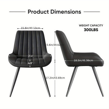 Eetkamerstoel – Stoel – Zitstoel – Keukenstoel – Designstoel – Donkergrijs – Comfortabele Dikke Kussens – Stevig Metalen Frame