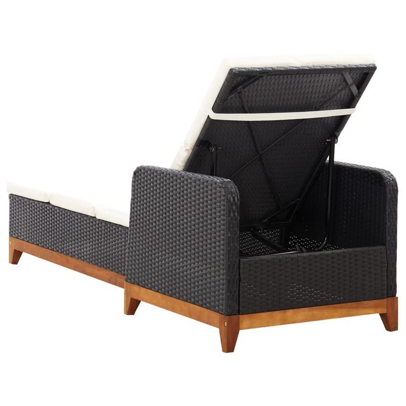 Loungestoel Buiten – Tuinstoel – Patio Stoel – Relaxstoel – Ligstoel – Zwart – Ergonomisch Ontwerp – Acacia Houten Poten