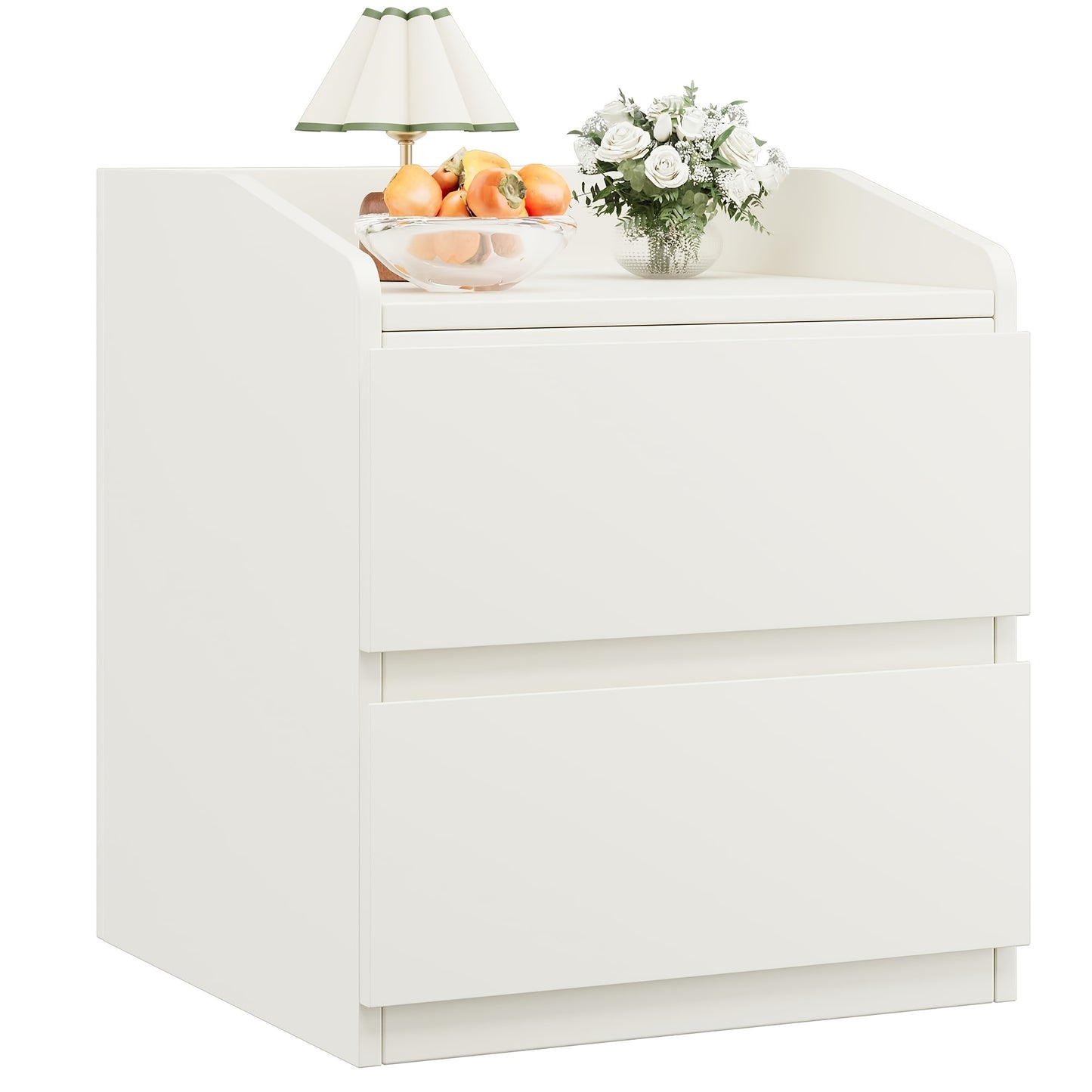 Nachtkastje – Bijzettafel – Nachtkast – Opbergkastje – Ladekast – Wit – 2 Laden – Compact Ruimtebesparend – Kant-en-Klaar Gemonteerd