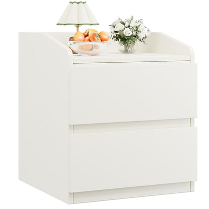 Nachtkastje – Bijzettafel – Nachtkast – Opbergkastje – Ladekast – Wit – 2 Laden – Compact Ruimtebesparend – Kant-en-Klaar Gemonteerd
