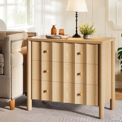 Nachtkastje – Bijzettafel – Ladekast – Nachtkast – Bedkast – Extra breed – 3 Laden – Natuurlijk Eikenhout – Softclose – MDF