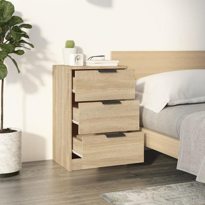 Modern Minimalist Bedside Table with 3-Drawer Storage - Sonoma Oak Finish, Light & Brown Tones, Space-Saving Design, Easy Assembly, Compact Nightstand for Small Spaces, Sturdy Hardwood Construction, 68.58cm Height, 101.6cm Wi