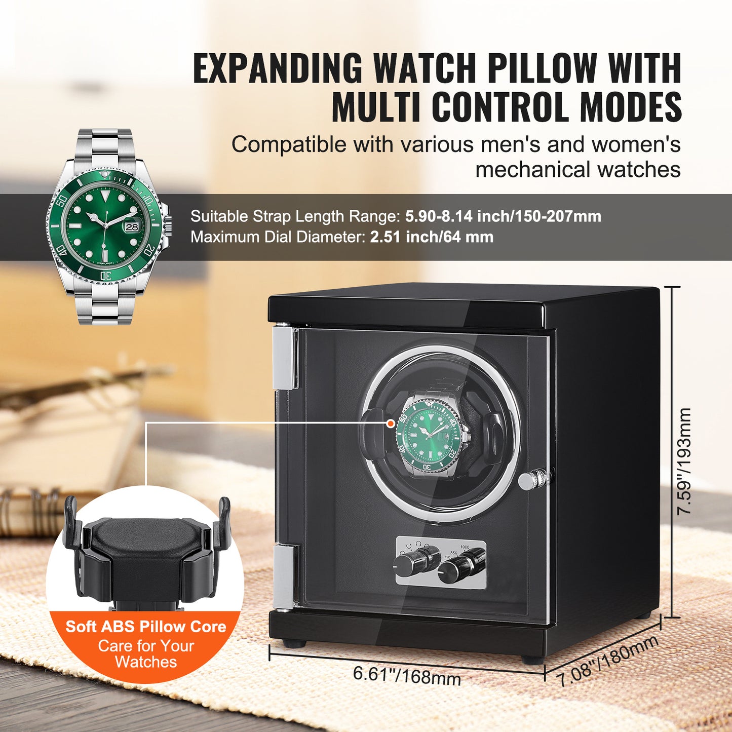 Watchwinder – Horloge Opwinder – Automatische Horloge Winder – Horloge Winder – Horlogedoos – Houten Behuizing – Fluisterstille Mabuchi Motor
