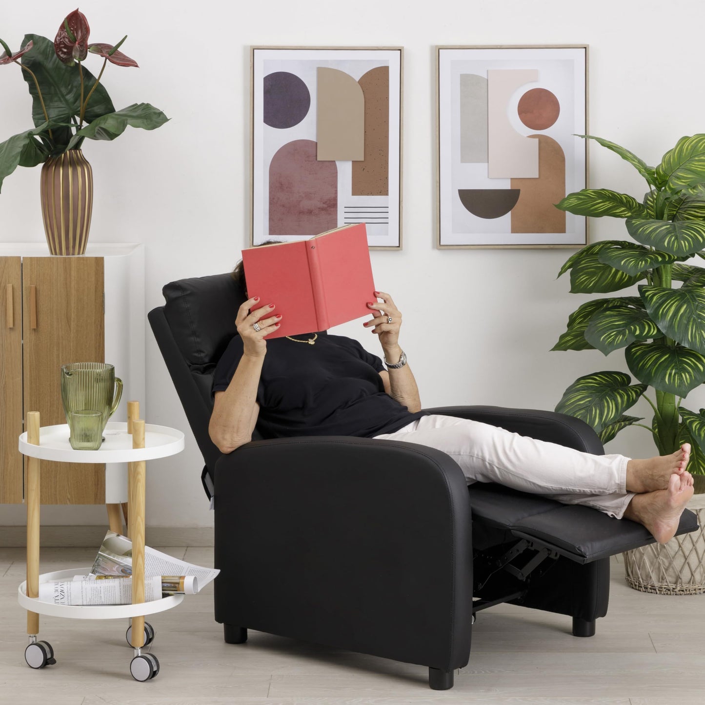 Elektrische Relaxfauteuil – Relaxstoel – Loungefauteuil – Verstelbare Stoel – Recliner – Zacht Schuim – Afstandsbediening & Voetensteun – Compact 66x75x99 cm
