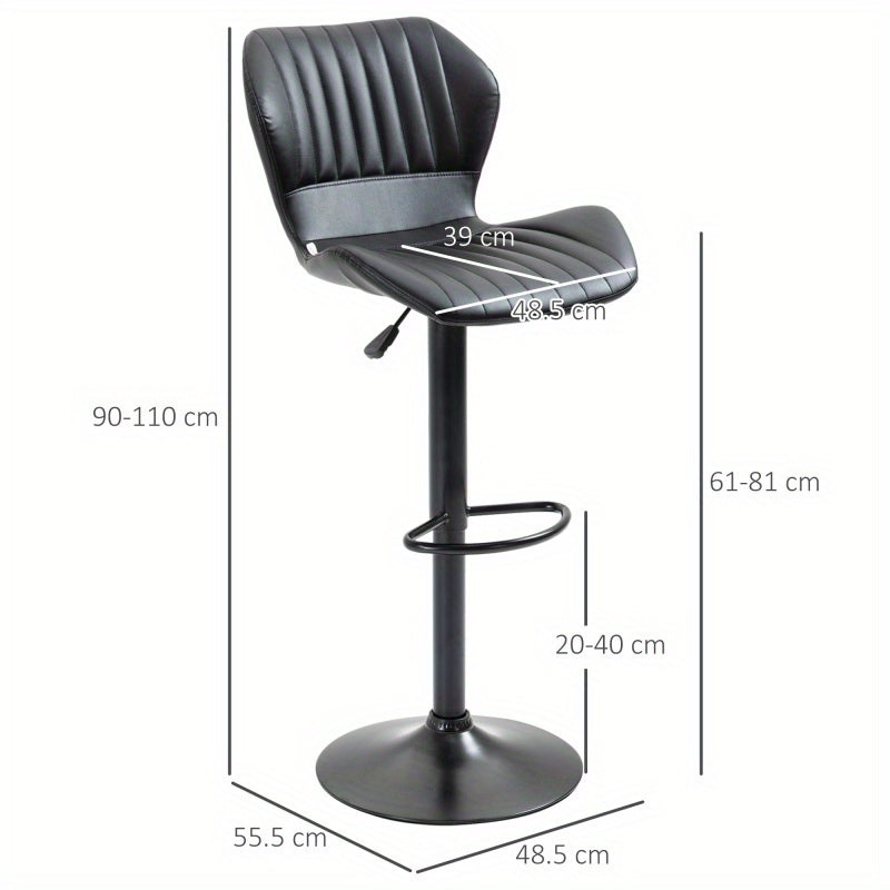 Barstoel – Barkruk – Barstoel Kruk – Keukenstoel – Barstoel Set Van 2 – Verstelbare Zithoogte 61-81 cm – 360° Draaibaar Met Rugleuning