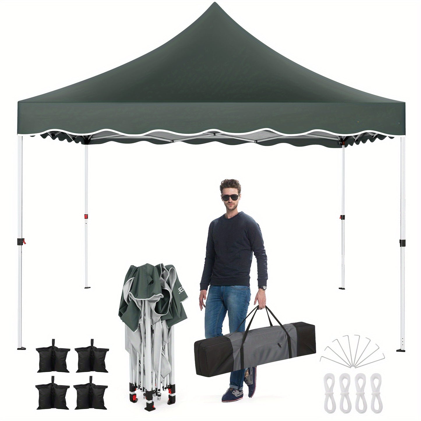 Voortent – Pop-up Tent – Partytent – Paviljoen – Zonnetent – 3,05x6,1 Meter – Verwijderbare Zijkanten & Snelle Opzet