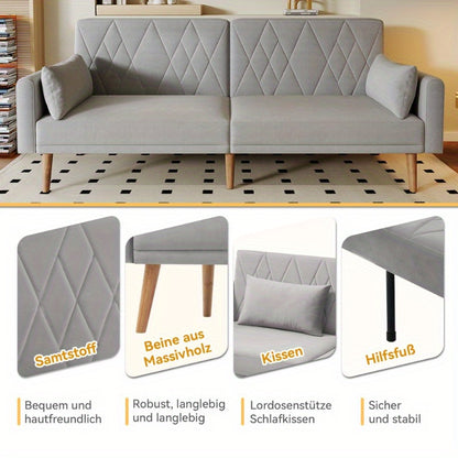 Slaapbank – Sofa Bed – Bedbank – 2-Zits Bank – Logeerbed – Velvet Bekleding – Ruimtebesparend Design – Zonder Elektriciteit