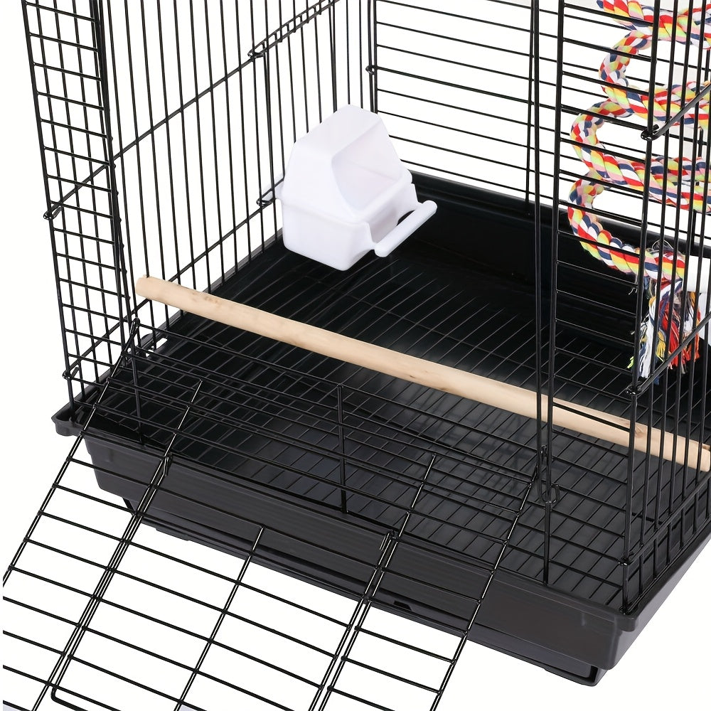 Vogelkooi – Parkietenkooi – Papegaaienkooi – Reiskooi – Vogelvolière – Draagbare Vogelkooi 40x40x58 cm – Stabiel Metalen Frame & Open Bovenkant Met Slot