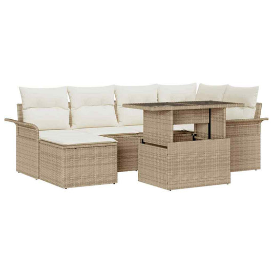 Loungeset Tuin – Modulaire Sofa – Tuinbank – Loungesofa – Balkonset – Beige Wit – Weerbestendig Poly Rattan – Compact 100x60 cm Modules