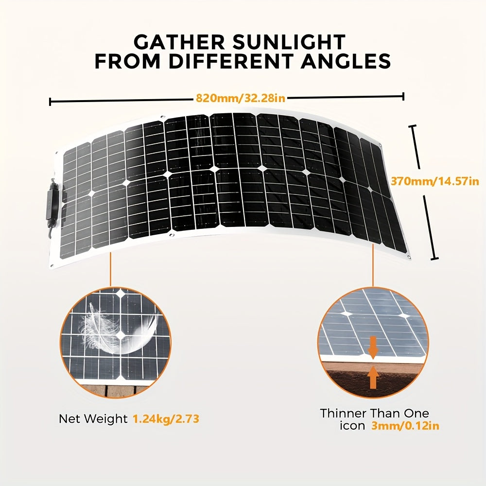 Zonnepaneel – Zonnecel – Solar Panel – Zonne-energie – Zonnepaneelset – Flexibel en Lichtgewicht – Hoog Rendement 100W (2x50W) Monokristallijn