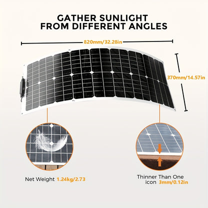 Zonnepaneel – Zonnecel – Solar Panel – Zonne-energie – Zonnepaneelset – Flexibel en Lichtgewicht – Hoog Rendement 100W (2x50W) Monokristallijn