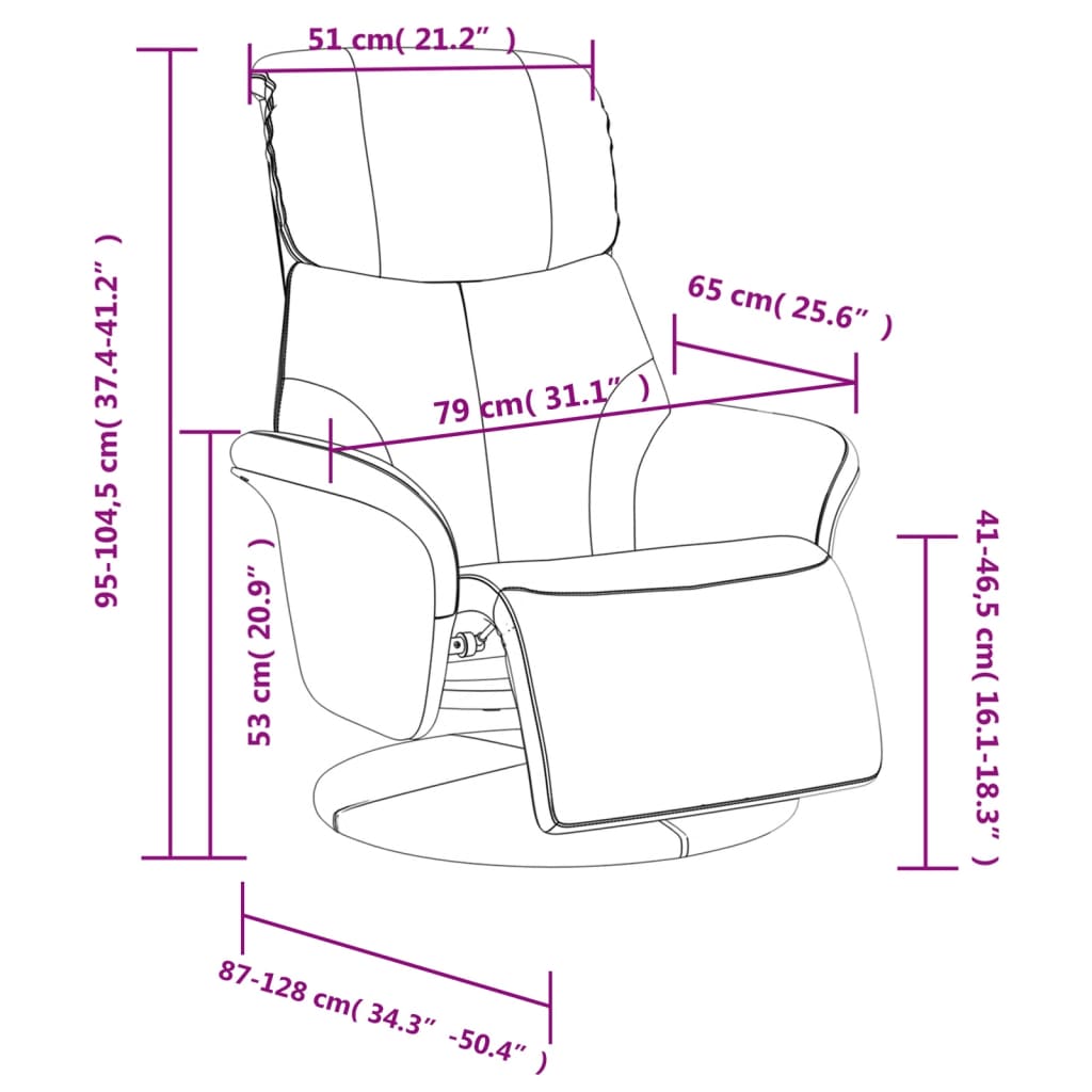 Relaxfauteuil – Relaxstoel – Loungefauteuil – Draaifauteuil – Verstelbare Fauteuil – Kunstleer – 360° Draaibaar – Verstelbare Rugleuning 105-125°