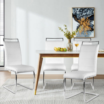 Eetkamerstoel – Stoel – Kuipstoel – Eettafelstoel – Zithoekstoel – Ergonomisch Ontwerp – Duurzaam Kunststof – Set Van 2 – Wit – Vierpanelen Rugleuning