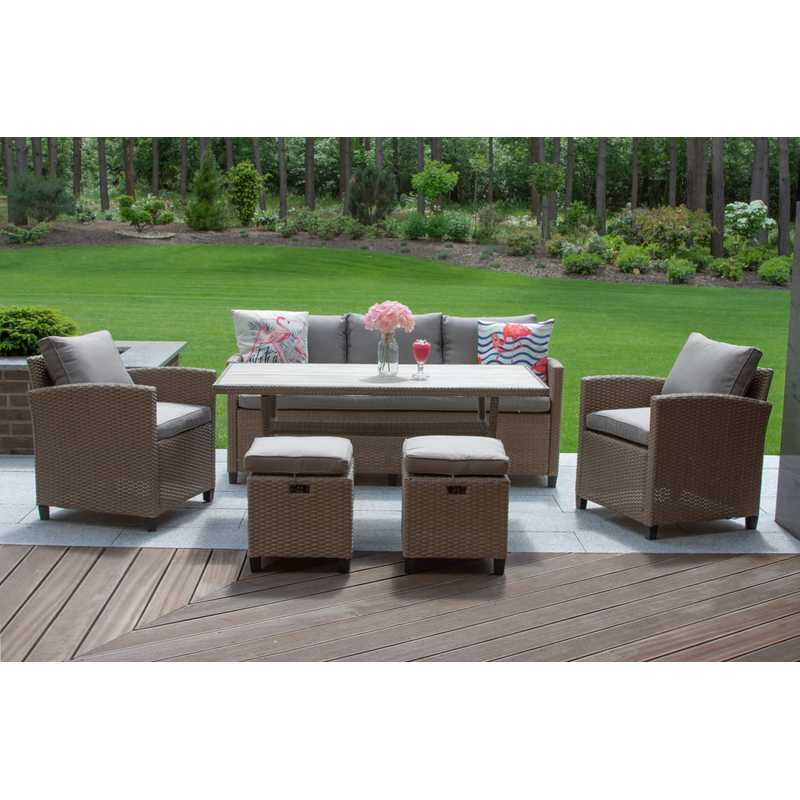 Tuinmeubelset – Loungeset – Tuinset – Zitgroep – Balkonset – Technorattan – 7 Personen – Weerbestendig met Kussens