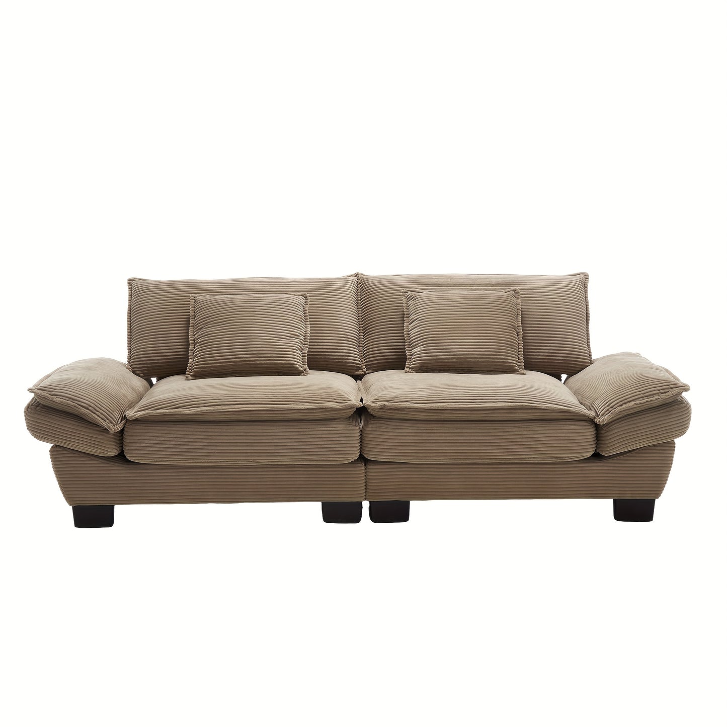Loveseat – 2-zitsbank – Fauteuil – Tweezitsbank – Zitbank – Modern Minimalistisch Design – Hardhouten Frame – Comfortabele Katoenen Kussens – Beige Stoffering