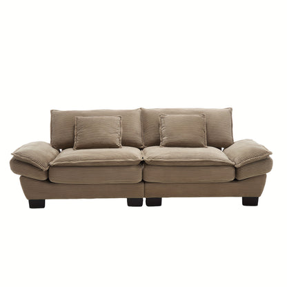 Loveseat – 2-zitsbank – Fauteuil – Tweezitsbank – Zitbank – Modern Minimalistisch Design – Hardhouten Frame – Comfortabele Katoenen Kussens – Beige Stoffering