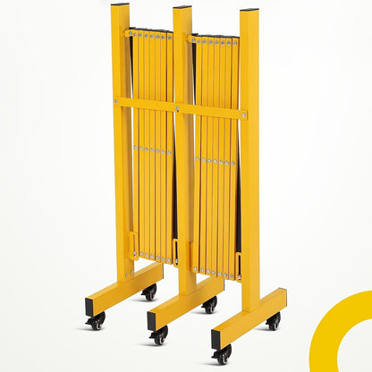 488cm Expandable & Retractable Traffic Barricade Gate - Heavy-Duty Carbon Steel Portable Folding Safety Barrier with 360° Lockable Wheels, Red/Black Design for Road Construction, Parking, Events - Easy Storage & Transport, E