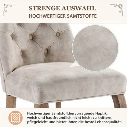 Eetkamerstoel – Stoel – Dinerenstoel – Zithoekstoel – Keukenstoel – Set Van 4 – Hoge Rugleuning – Fluwelen Beige Bekleding
