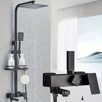 Antiek Messing Doucheset – Regendouche – Douchepaneel – Handdouche – Douchesysteem – Olie-Gewreven Afwerking – Verstelbare Hoogte 70-120 cm