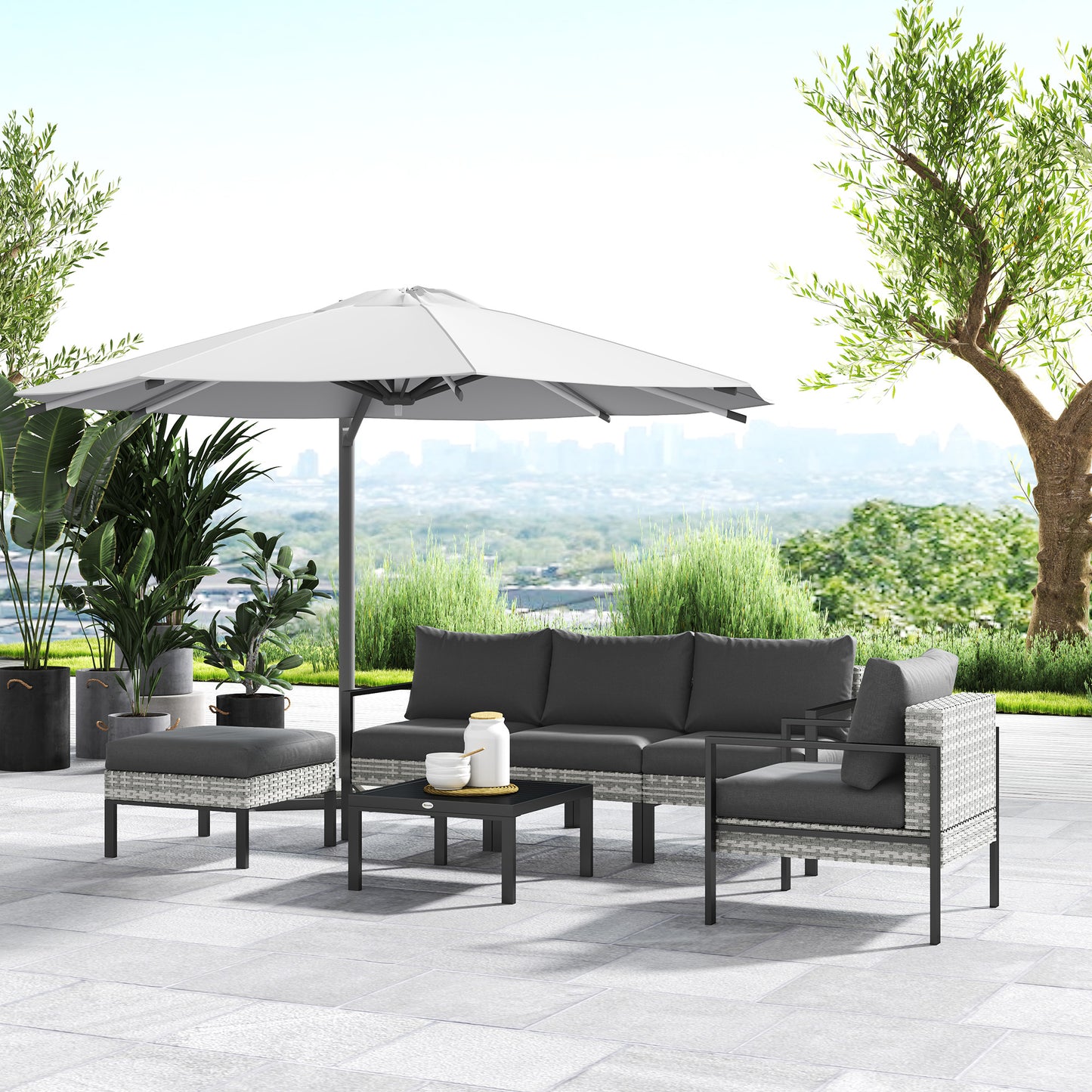 Tuinmeubelset – Buitenmeubelen – Loungeset – Balkonset – Garden Set – Lichtgrijs – Stevig Metalen Frame – Afneembare Kussens