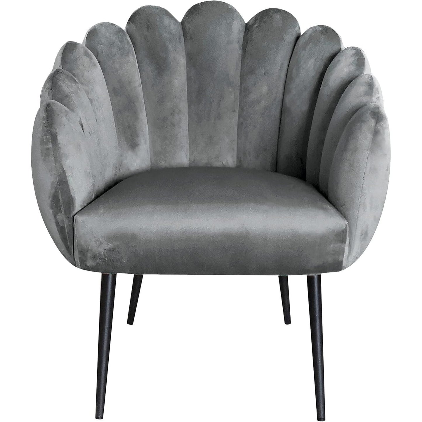 Fauteuil – Stoel – Zetel – Relaxstoel – Accentstoel – Tortora Velours Met Zwarte Metalen Poten – Schelpvormige Rugleuning – Zacht Schuim Voor Ultiem Comfort