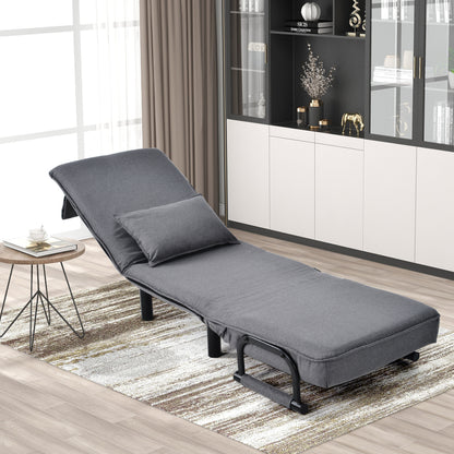 Slaapstoel – Slaapfauteuil – Slaapbank – Logeerbed – Zetelbed – Verstelbare Rugleuning 6 Posities – Inklapbaar en Ruimtebesparend – Comfortabele Zitting met Kussens