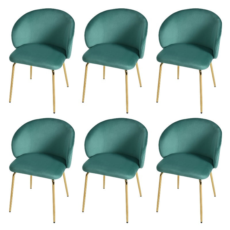 Eetkamerstoelen Set – Stoelen – Romeinse Stoelen – Keukenstoelen – Armleuning Stoelen – Groen Fluweel – Gouden Metalen Poten – Retro Design – Comfortabel – Droog Reinigen