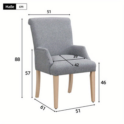 Eetkamerstoel – Keukenstoel – Stoel – Lounge Stoel – Zithoek Stoel – Linnen Bekleding – Verstelbare Zithoogte – Set Van 6 – Massief Houten Poten – Dikke Zitting – Met Armleuningen