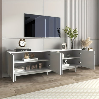 Bamboe TV-meubel – Tv Meubel – Tv Kast – Tv Dressoir – Tv Unit – Wit – Verstelbare Planken – Lichtgewicht Laag Design