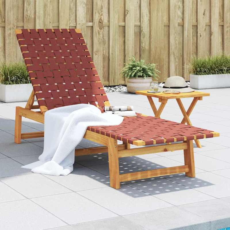 Houten Ligstoel – Houten Tuinstoel – Verstelbare Ligstoel – Acaciahouten Stoel – Olefin Stoffering – Duurzaam En Comfortabel