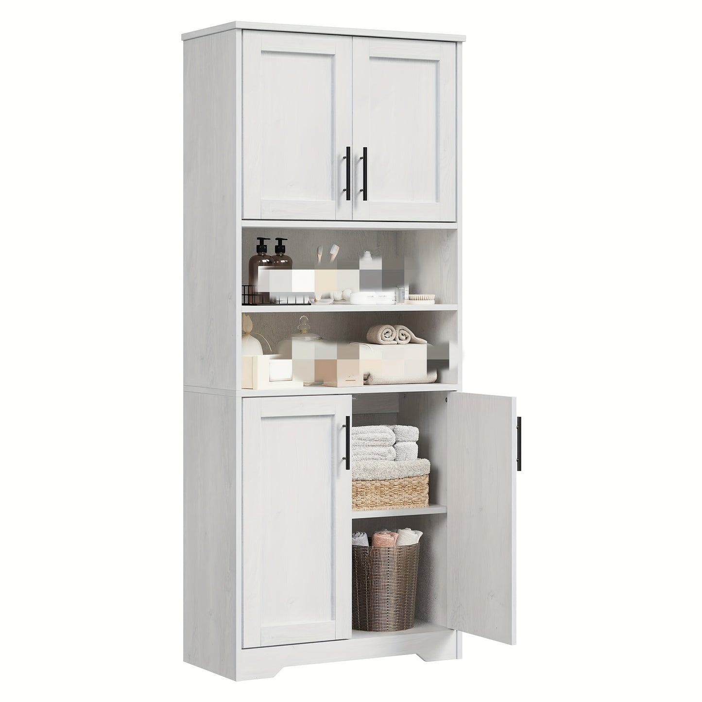 Opbergkast – Kast – Kledingkast – Dressoir – Opbergmeubel – 170 cm Hoogte – Verstelbare Planken – Vrijstaand Wit