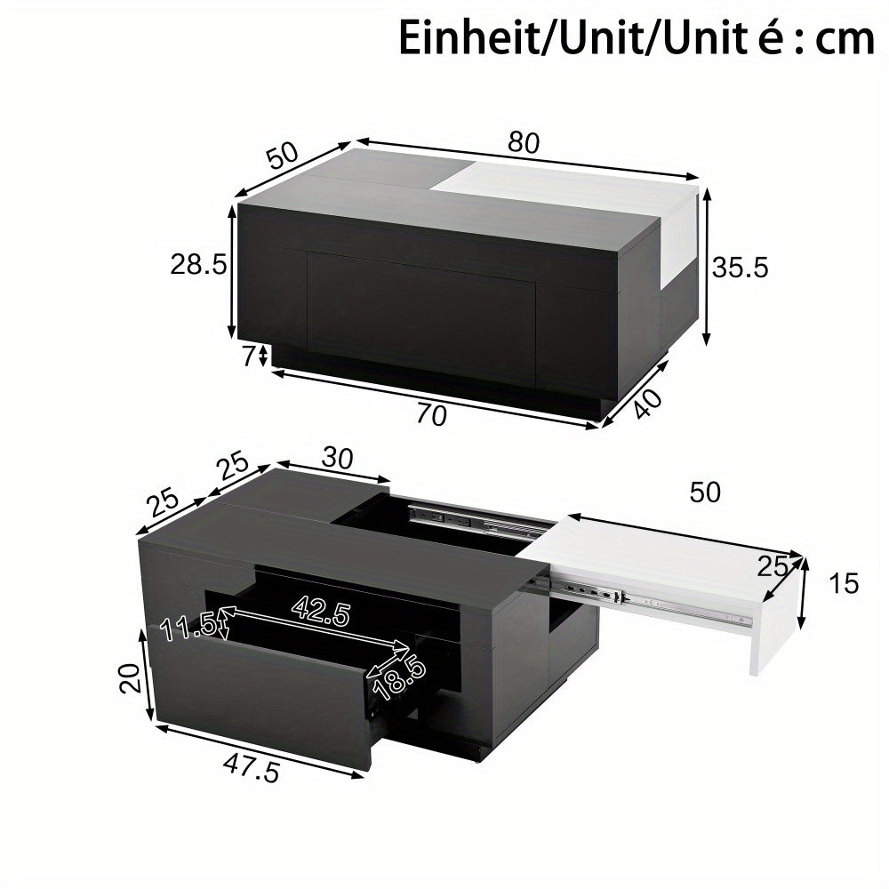 Salontafel met opbergruimte – Koffietafel – Bijzettafel – Multifunctionele tafel – Woonkamertafel – Uitschuifbaar lift-top – Duurzame metalen constructie