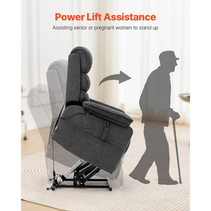 Liftstoel – Relaxfauteuil – Elektrische Stoel – Powerlift – Verstelbare Stoel – Verwarmde Lendensteun – Dubbele Motoren met Afstandsbediening