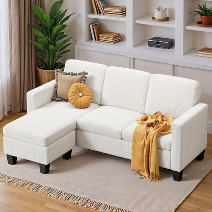 Bank – Hoekbank – 3-zitsbank – L-vormige Bank – Slaapbank – Massief Hardhouten Frame – Zachte Kussens