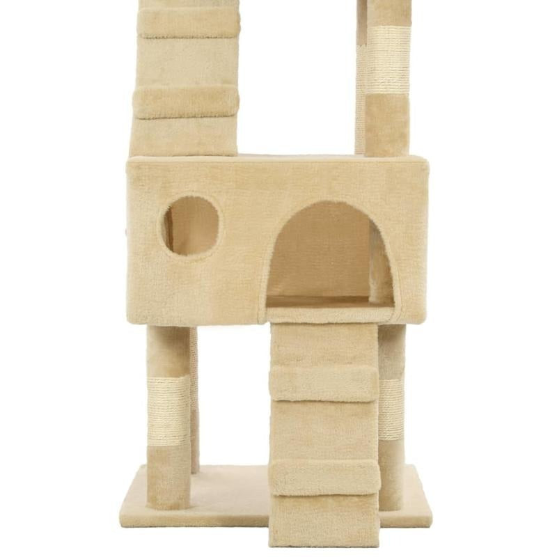 Beige Cat Tree 170cm with Sisal Scratching Posts Cat Scratcher Tower Stable Base Multi-level Cat Activity Center Indoor Living Room Balcony Pet Supplies, Pet Play Tower, Cat Furniture, Cozy Perch, Multilevel Design, Soft Fabr