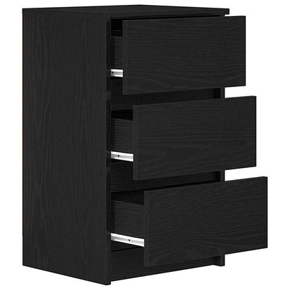 Nachtkastje – Bedkastje – Slaapkamerkastje – Nachtmeubel – Opbergkastje – Set Van 3 Zwarte Nachtkastjes – Compact 39x35x65 cm – 3 Lades Met Hoog Draagvermogen