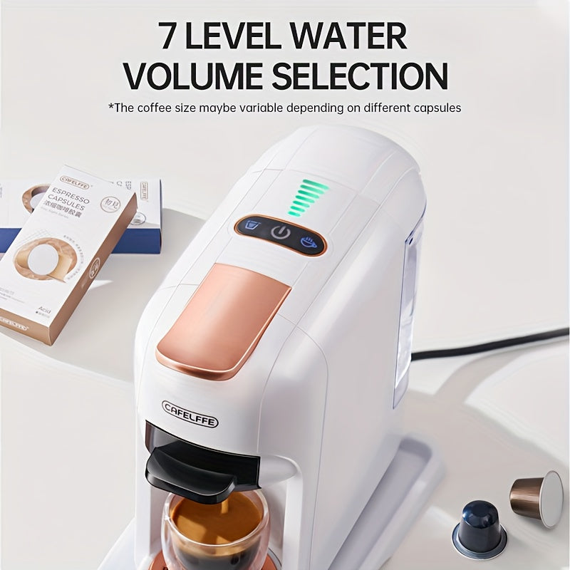 1pc CAFELFFE 5-in-1 Multifunctional Capsule Coffee Machine | Hot/Cold | Compatible with NES, DG, K Capsules, ESE, and Ground Coffee | 1450W Automatic Coffee Maker for Home & Office | Ideal Gift for Family, Father, Mother, Hus