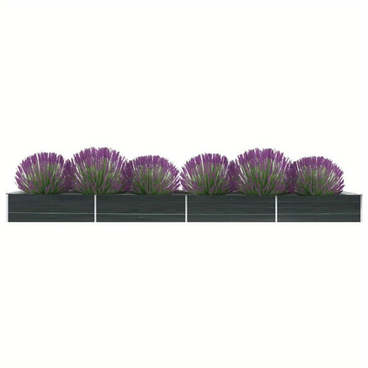 Tuinbak Verhoogd – Plantbak – Moestuinbak – Bloembak – Groentebak – Gegalvaniseerd Staal – 600x80x45 cm – Antraciet - QUORE