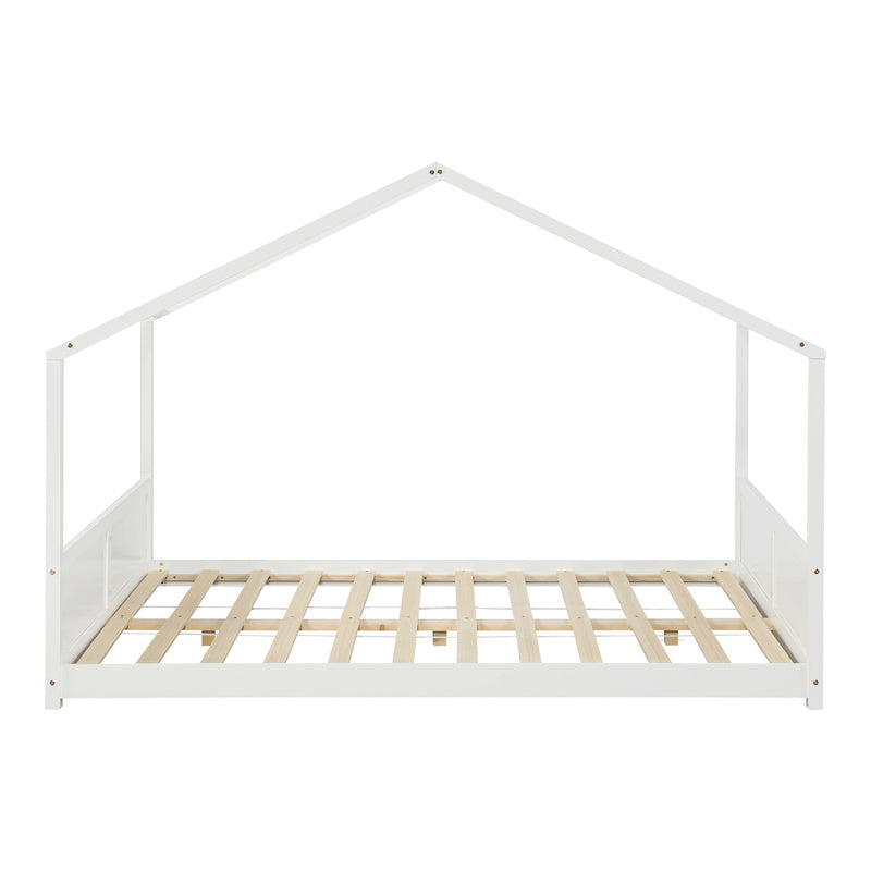 Huisbed – Kinderbed – Bedhuis – Speelbed – Bedhuisje – 90x200 cm – Stevig Dennenhouten Frame – Witte Natuurlijke Afwerking