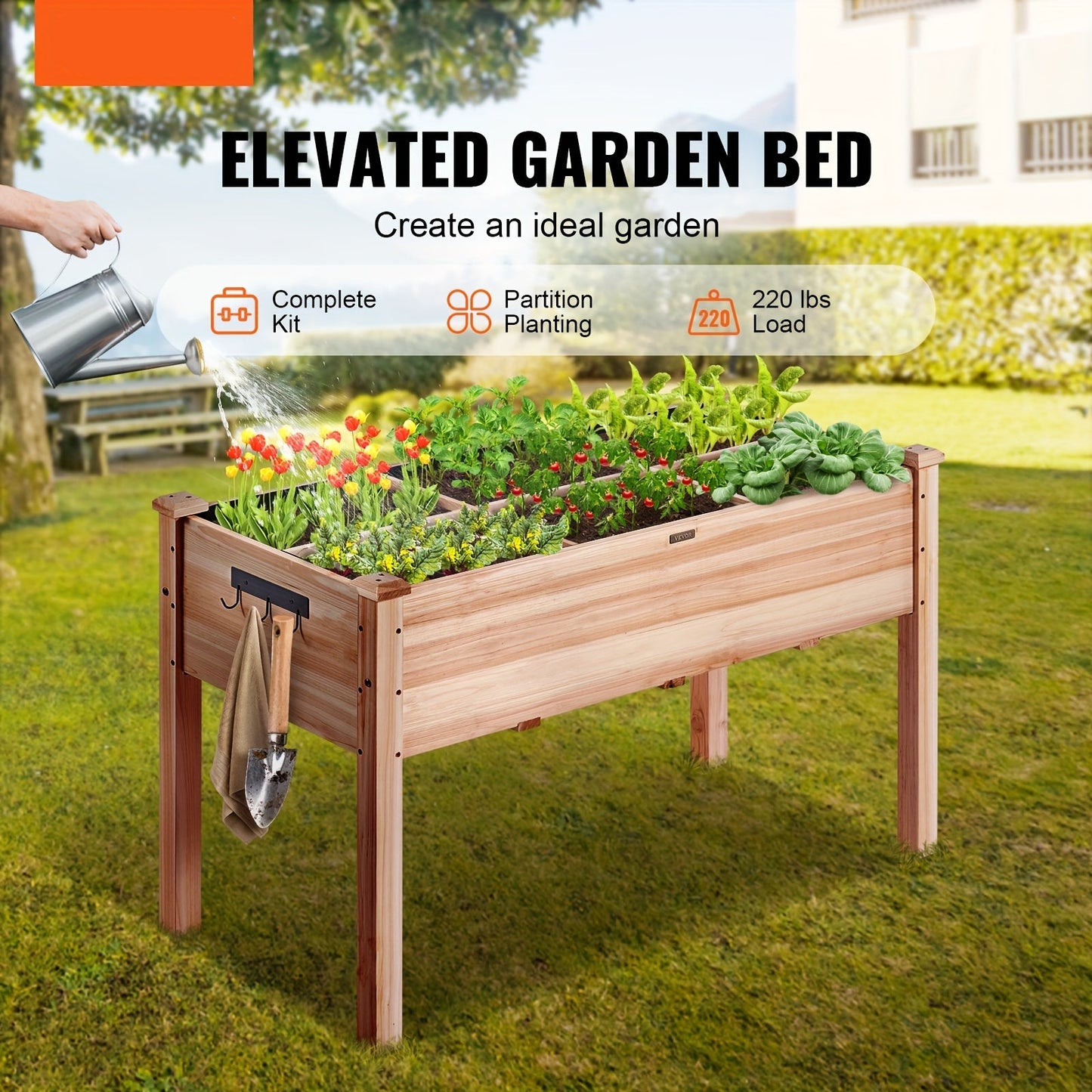 Hoogtebed Tuinieren – Verhoogd Tuinbed – Houten Plantenbak – Moestuinbak – Plantenbak Buiten – Cederhout Natuurlijk Afwerking – 120x58x76 cm Ergonomisch Design