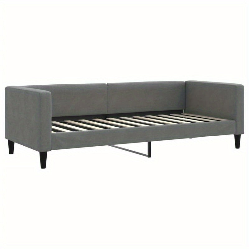 Slaapbank – Bedbank – Zetelbed – Slaapsofa – Logeerbed – Modern – Velvet Bekleding – 80x200 cm Matras – Hardhouten Frame – Donkergrijs – Ruimtebesparend – Zonder Elektriciteit