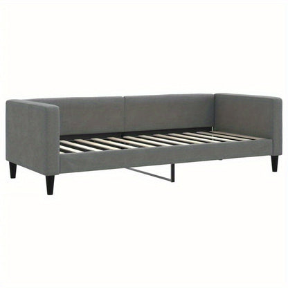 Slaapbank – Bedbank – Zetelbed – Slaapsofa – Logeerbed – Modern – Velvet Bekleding – 80x200 cm Matras – Hardhouten Frame – Donkergrijs – Ruimtebesparend – Zonder Elektriciteit