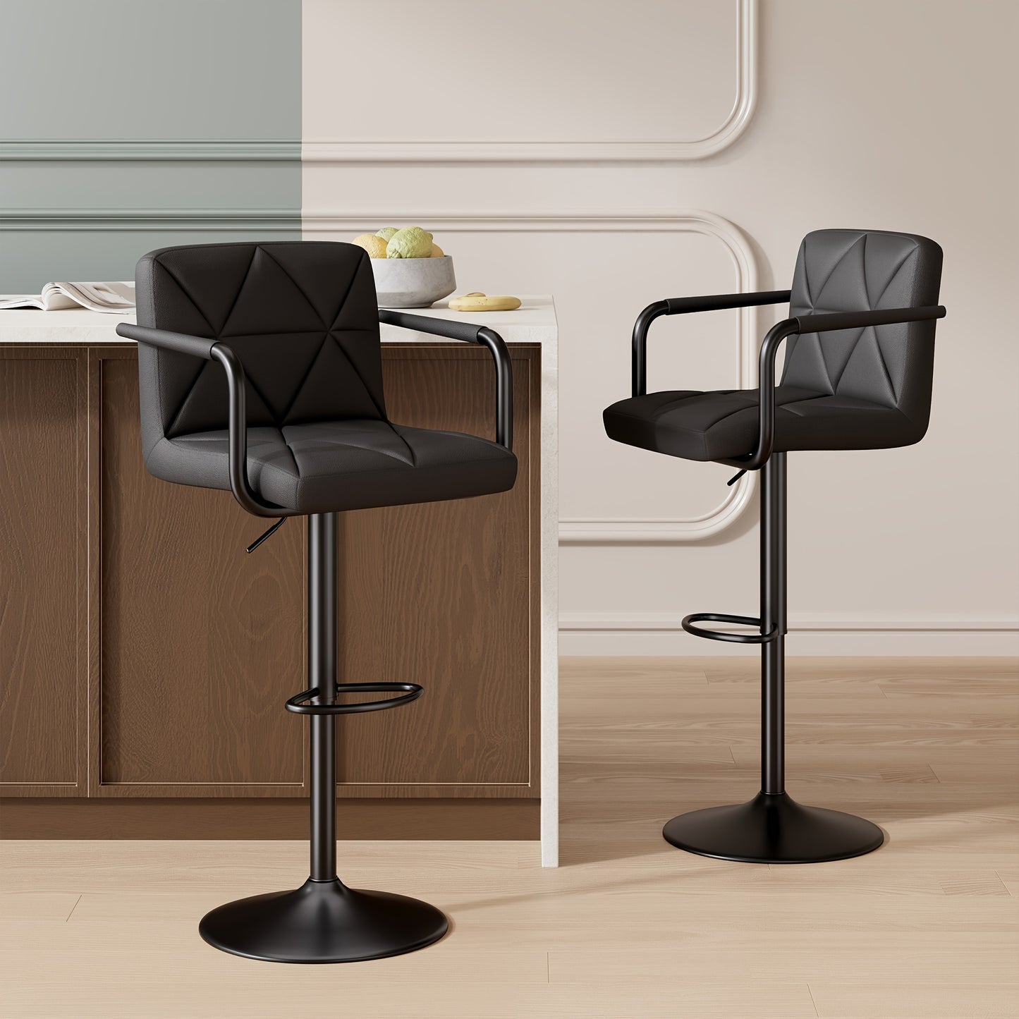 Barstoel – Barkruk – Barstoelen – Barkrukken – Keukenstoel – Verstelbaar – 360° Draaibaar – Ergonomisch Foam Comfort – Stevig Metaal Frame – Set van 2