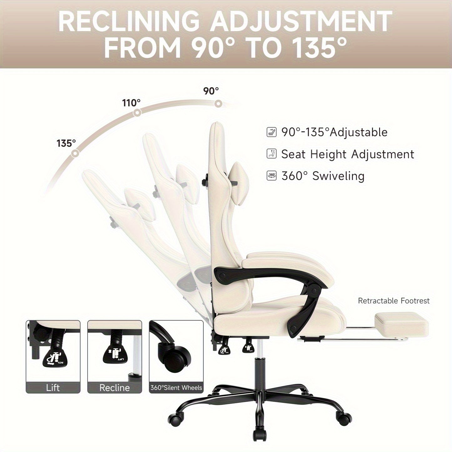 Gamingstoel – Bureaustoel – Gamestoel – Ergonomische Stoel – Bureaufauteuil – Memory Foam Zitting – Uittrekbare Voetsteun – Dieprood