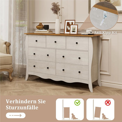 Commode 7 Laden – Ladekast – Dressoir – Opbergkast – Kast Grijs – Landelijke Stijl – Ruime Opbergruimte – Gemaakt Van Houtcomposiet