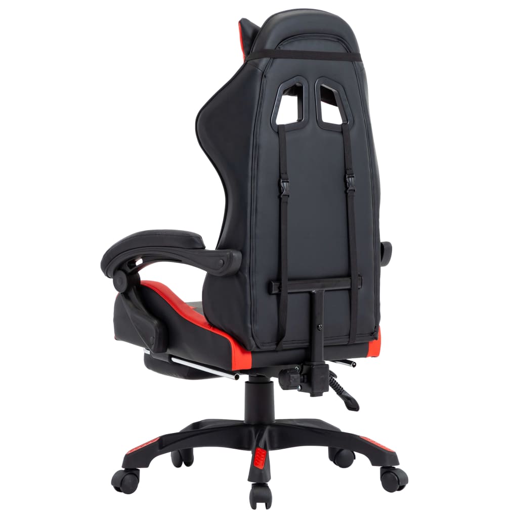 Bureaustoel – Bureaustoelen – Gamingstoel – Kantoorstoel – Racing Chair – Verstelbare Rugleuning – Inklapbare Voetensteun – Kunstleer – Rood/Zwart