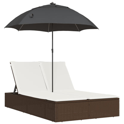 2-Persoons Ligstoel – Tuinstoel – Loungestoel – Buitenstoel – Balkonstoel – Verstelbare Rugleuning – Kantelbare Parasol