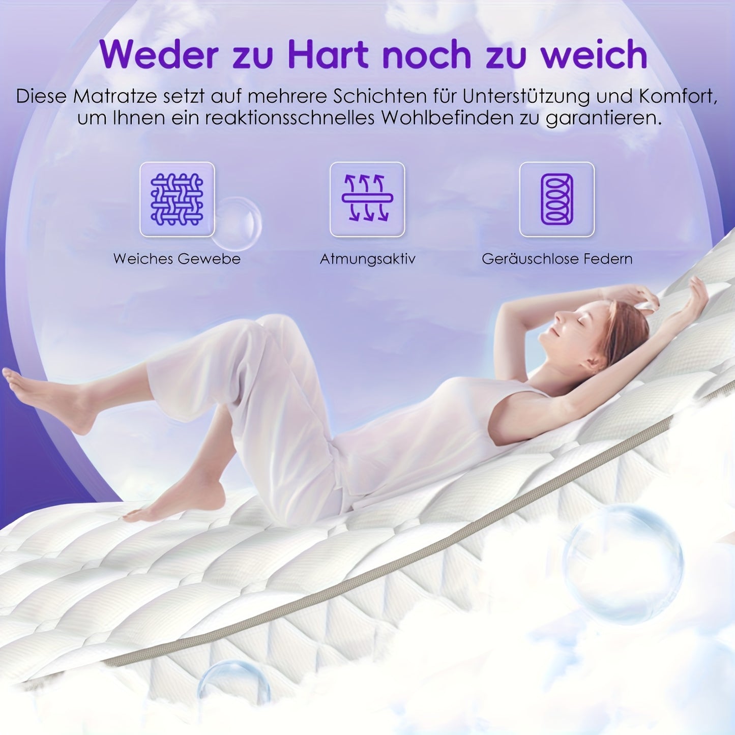 Matras 160×200 – Pocketvering Matras – Slaapmatras – 7-Zones Matras – Stevige Matras – Koudschuim – H3 Stevigheid – Ademend Katoenen Hoes